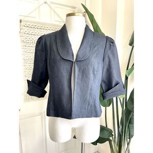 💋Icon Collection By Lane Bryant Size 16 Blue Blazer Coat 3/4 Sleeve Shawl Neck